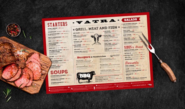 Разработка дизайна меню ресторана VATRA Киев